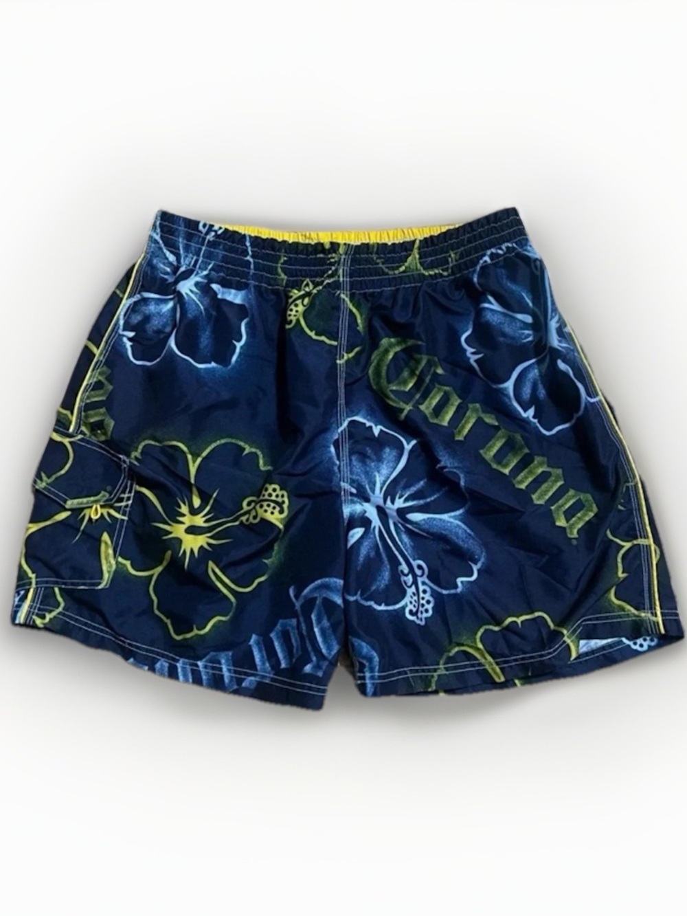 Corona Extra Men’s XL Navy Floral Hibiscus Swim Trunks Shorts